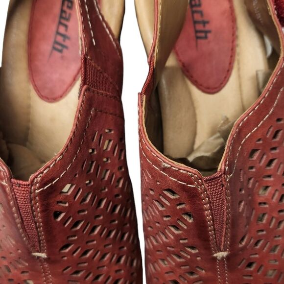 Earth Cascade Leather Red Wedges Sandals Slingback Cutout Cottagecore Boho 7.5 - Picture 12 of 13